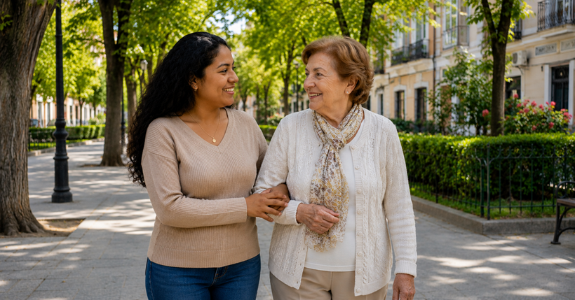 Dos mujeres paseando.