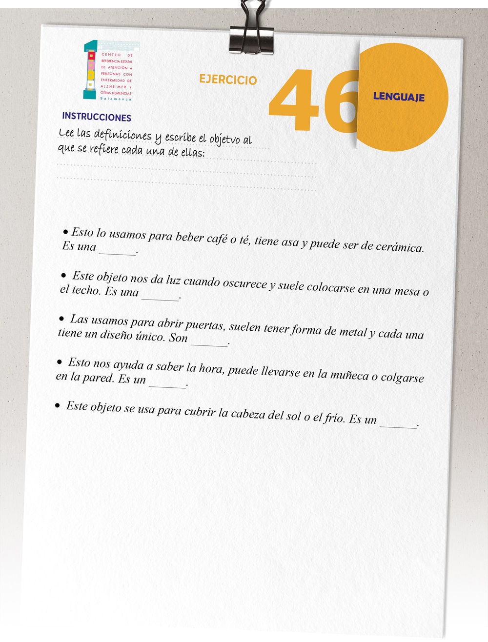 Ejercicio de estimulación cognitiva publicado en el blog del CREA.