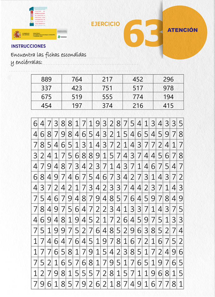 Ejercicio de estimulación cognitiva publicado en el blog del CREA.