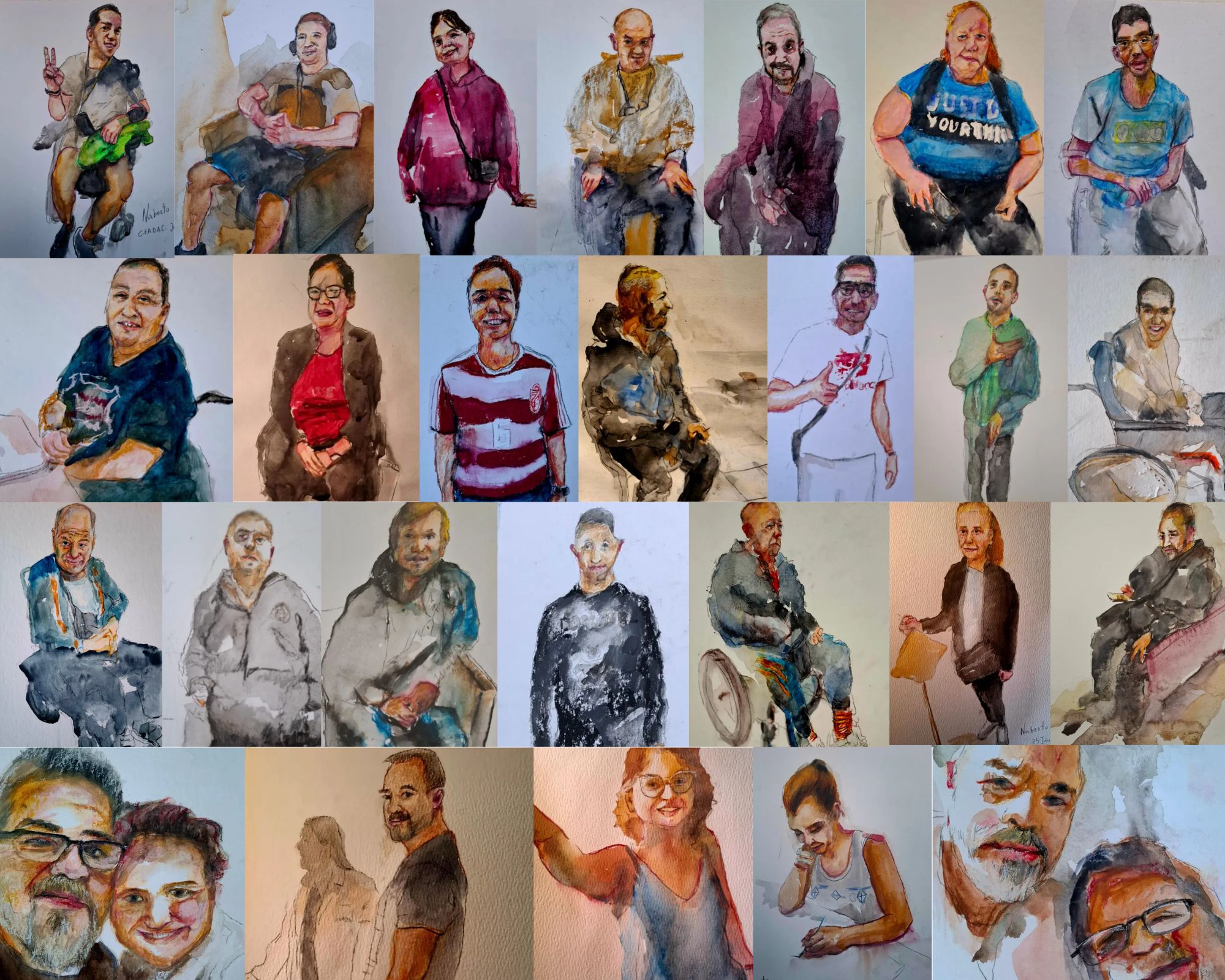 Collage acuarelas personas usuarias Ceadac.
